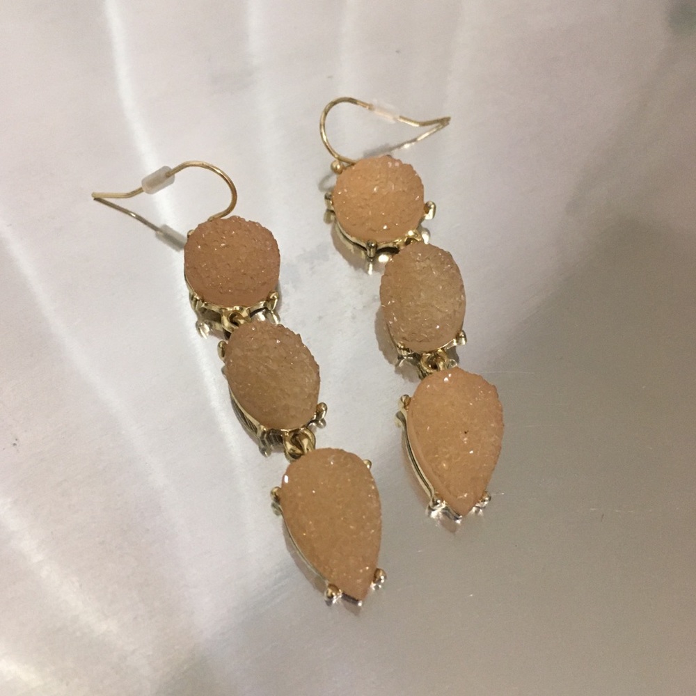 Sugarfix Pink & Gold Roughcut Geode Drop Earrings